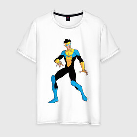 Мужская футболка хлопок с принтом Неуязвимый (Invincible) в Кировске, 100% хлопок | прямой крой, круглый вырез горловины, длина до линии бедер, слегка спущенное плечо. | damien darkblood | invincible | superman | марк грэйсон | мультсериал | неуязвимый | супергерой