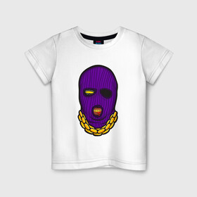 Детская футболка хлопок с принтом DaBaby Purple Mask в Кировске, 100% хлопок | круглый вырез горловины, полуприлегающий силуэт, длина до линии бедер | gangster | golden | mask | music | rappers