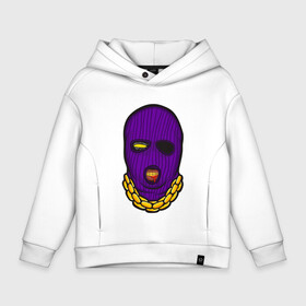 Детское худи Oversize хлопок с принтом DaBaby Purple Mask в Кировске, френч-терри — 70% хлопок, 30% полиэстер. Мягкий теплый начес внутри —100% хлопок | боковые карманы, эластичные манжеты и нижняя кромка, капюшон на магнитной кнопке | gangster | golden | mask | music | rappers