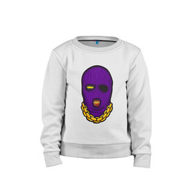 Детский свитшот хлопок с принтом DaBaby Purple Mask в Кировске, 100% хлопок | круглый вырез горловины, эластичные манжеты, пояс и воротник | gangster | golden | mask | music | rappers