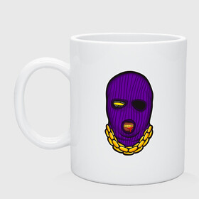 Кружка керамическая с принтом DaBaby Purple Mask в Кировске, керамика | объем — 330 мл, диаметр — 80 мм. Принт наносится на бока кружки, можно сделать два разных изображения | gangster | golden | mask | music | rappers