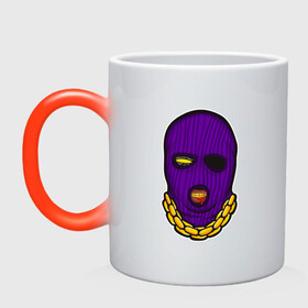 Кружка хамелеон с принтом DaBaby Purple Mask в Кировске, керамика | меняет цвет при нагревании, емкость 330 мл | Тематика изображения на принте: gangster | golden | mask | music | rappers