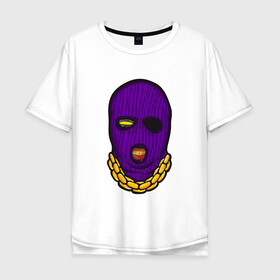 Мужская футболка хлопок Oversize с принтом DaBaby Purple Mask в Кировске, 100% хлопок | свободный крой, круглый ворот, “спинка” длиннее передней части | gangster | golden | mask | music | rappers