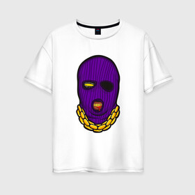 Женская футболка хлопок Oversize с принтом DaBaby Purple Mask в Кировске, 100% хлопок | свободный крой, круглый ворот, спущенный рукав, длина до линии бедер
 | gangster | golden | mask | music | rappers