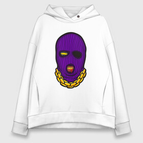 Женское худи Oversize хлопок с принтом DaBaby Purple Mask в Кировске, френч-терри — 70% хлопок, 30% полиэстер. Мягкий теплый начес внутри —100% хлопок | боковые карманы, эластичные манжеты и нижняя кромка, капюшон на магнитной кнопке | gangster | golden | mask | music | rappers