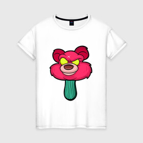 Женская футболка хлопок с принтом Розовый медведь в Кировске, 100% хлопок | прямой крой, круглый вырез горловины, длина до линии бедер, слегка спущенное плечо | bears | ice cream | pinky | животные | мороженное