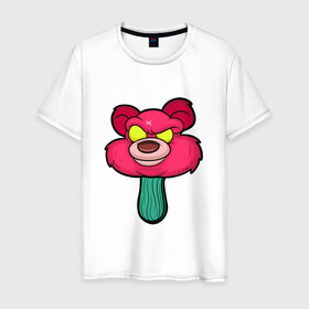 Мужская футболка хлопок с принтом Розовый медведь в Кировске, 100% хлопок | прямой крой, круглый вырез горловины, длина до линии бедер, слегка спущенное плечо. | bears | ice cream | pinky | животные | мороженное
