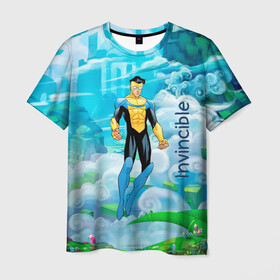 Мужская футболка 3D с принтом Неуязвимый (Invincible) в Кировске, 100% полиэфир | прямой крой, круглый вырез горловины, длина до линии бедер | damien darkblood | invincible | superman | марк грэйсон | мультсериал | неуязвимый | супергерой
