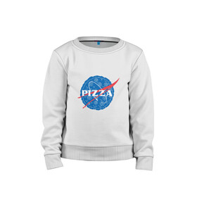 Детский свитшот хлопок с принтом NASA Pizza в Кировске, 100% хлопок | круглый вырез горловины, эластичные манжеты, пояс и воротник | mars | moon | nasa | астероид | астронавт | астрономия | вселенная | гагарин | галактика | земля | илон | комета | космонавт | космос | луна | марс | маск | наса | небо | нло | пицца | планета | пришелец | ракета