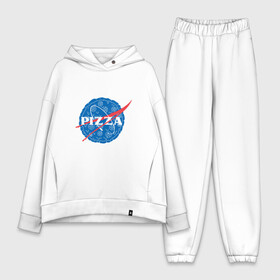 Женский костюм хлопок Oversize с принтом NASA Pizza в Кировске,  |  | mars | moon | nasa | астероид | астронавт | астрономия | вселенная | гагарин | галактика | земля | илон | комета | космонавт | космос | луна | марс | маск | наса | небо | нло | пицца | планета | пришелец | ракета