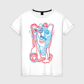 Женская футболка хлопок с принтом bipolar bear в Кировске, 100% хлопок | прямой крой, круглый вырез горловины, длина до линии бедер, слегка спущенное плечо | acid | bears | glitch | illusion | pole | иллюзия | кислота | медведи | полюс