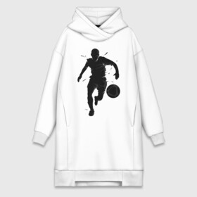 Платье-худи хлопок с принтом Футболист в Кировске,  |  | art | ball | football | footballer | shadow | silhouette | sport | арт | мяч | силуэт | спорт | тень | футбол | футболист