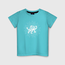 Детская футболка хлопок с принтом Осьминог Octopus в Кировске, 100% хлопок | круглый вырез горловины, полуприлегающий силуэт, длина до линии бедер | cute | octopus | милый | осьминог | осьминожка | щупальца