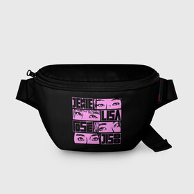Поясная сумка 3D с принтом Black pink eyes в Кировске, 100% полиэстер | плотная ткань, ремень с регулируемой длиной, внутри несколько карманов для мелочей, основное отделение и карман с обратной стороны сумки застегиваются на молнию | black pink | blackpink | pop | блэк пинк | ким дженни | ким джи су | корейцы | лалиса манобан | музыка | поп | попса | розэ