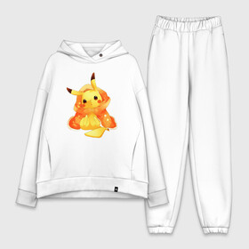 Женский костюм хлопок Oversize с принтом Пикачу  в пледике в Кировске,  |  | anime | picachu | pikachu | аниме | милый | пика | пикачу | покебол | покемон