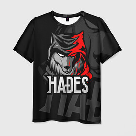 Мужская футболка 3D с принтом Hades в Кировске, 100% полиэфир | прямой крой, круглый вырез горловины, длина до линии бедер | hades | roguelike | бесконечные круги ада | волк | компьютерная игра | красный | эмблема
