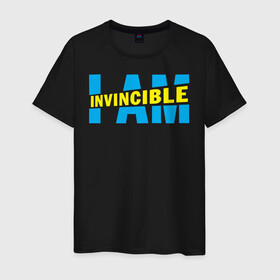 Мужская футболка хлопок с принтом I am Invincible в Кировске, 100% хлопок | прямой крой, круглый вырез горловины, длина до линии бедер, слегка спущенное плечо. | allen | invincible | omni man | omniman | superhero | алиен | аллен | инвинсибл | неуязвимый | омнимэн | супергерои