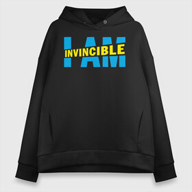 Женское худи Oversize хлопок с принтом I am Invincible в Кировске, френч-терри — 70% хлопок, 30% полиэстер. Мягкий теплый начес внутри —100% хлопок | боковые карманы, эластичные манжеты и нижняя кромка, капюшон на магнитной кнопке | allen | invincible | omni man | omniman | superhero | алиен | аллен | инвинсибл | неуязвимый | омнимэн | супергерои