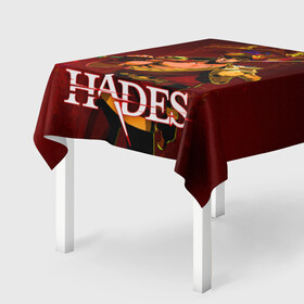 Скатерть 3D с принтом Zagreus Hades в Кировске, 100% полиэстер (ткань не мнется и не растягивается) | Размер: 150*150 см | Тематика изображения на принте: hades | roguelike | zagreus | бесконечные круги ада | загрей | компьютерная игра | мифология | сын аида