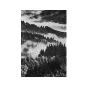 Обложка для паспорта матовая кожа с принтом ТУМАННЫЙ ЛЕС  МРАЧНЫЙ ЛЕС в Кировске, натуральная матовая кожа | размер 19,3 х 13,7 см; прозрачные пластиковые крепления | tegunvteg | деревья | ели | лес | мрачный | природа | туман | туманный