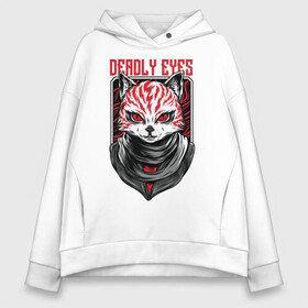 Женское худи Oversize хлопок с принтом Deadly eyes в Кировске, френч-терри — 70% хлопок, 30% полиэстер. Мягкий теплый начес внутри —100% хлопок | боковые карманы, эластичные манжеты и нижняя кромка, капюшон на магнитной кнопке | арт | графика | животные | звери | хищник