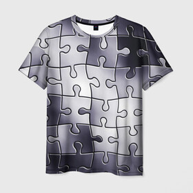 Мужская футболка 3D с принтом Пазлы в Кировске, 100% полиэфир | прямой крой, круглый вырез горловины, длина до линии бедер | brainteaser | conundrum | puzzle | головоломка | пазл
