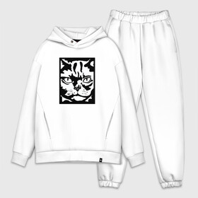 Мужской костюм хлопок OVERSIZE с принтом Cat   Кот Подчиняйся в Кировске,  |  | art | disobey | kitten | kitty | obey merch | obey poster parody | serious cat | vector | андеграунд | арт | вектор | мерч с котами | пародия на плакат подчиняйся | повинуйся | рисунок с двух сторон | серьёзный кот | черно белый арт