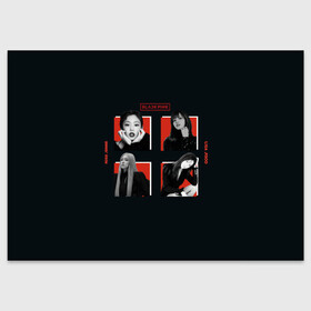 Поздравительная открытка с принтом BLACKPINK Red and black в Кировске, 100% бумага | плотность бумаги 280 г/м2, матовая, на обратной стороне линовка и место для марки
 | black pink | blackpink | pop | блэк пинк | ким дженни | ким джи су | корейцы | лалиса манобан | музыка | поп | попса | розэ