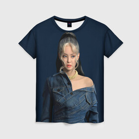 Женская футболка 3D с принтом Jennie jeans в Кировске, 100% полиэфир ( синтетическое хлопкоподобное полотно) | прямой крой, круглый вырез горловины, длина до линии бедер | black pink | blackpink | pop | блэк пинк | ким дженни | ким джи су | корейцы | лалиса манобан | музыка | поп | попса | розэ