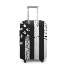 Чехол для чемодана 3D с принтом ЗВЕЗДНО-ПОЛОСАТЫЙ в Кировске, 86% полиэфир, 14% спандекс | двустороннее нанесение принта, прорези для ручек и колес | america | black | dark | flag | graffiti | star | usa | white | америка | белый | граффити | звезды | полосы | ретро | стена | сша | флаг | черный