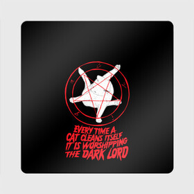Магнит виниловый Квадрат с принтом КОТ САТАНЫ в Кировске, полимерный материал с магнитным слоем | размер 9*9 см, закругленные углы | blood | cat | dark | devil | evil | lord | satan | дьявол | зло | кот | котик | котэ | лорд | пентаграмма | пушистый | сатана | темный