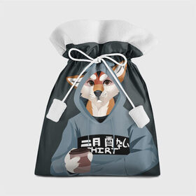 Подарочный 3D мешок с принтом Furry fox в Кировске, 100% полиэстер | Размер: 29*39 см | furry | furry fox | антропоморфное животное | животные | зверь | капюшон | кофе | лиса | фурри | человек