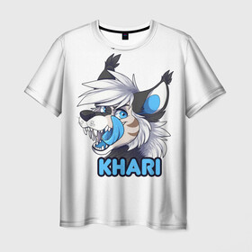 Мужская футболка 3D с принтом Furry wolf Khari в Кировске, 100% полиэфир | прямой крой, круглый вырез горловины, длина до линии бедер | Тематика изображения на принте: furry | khari | антропоморфное животное | волк | животные | зверь | фурри | человек
