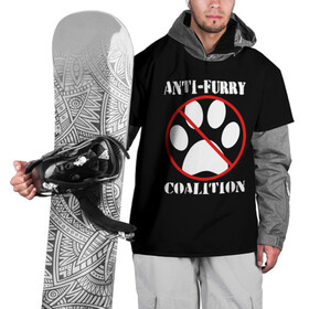 Накидка на куртку 3D с принтом Anti-Furry coalition в Кировске, 100% полиэстер |  | anti furry | coalition | furry | антифурри | антропоморфные животные | запрет | зверь | знак | коалиция | фурри | человек животные