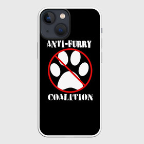 Чехол для iPhone 13 mini с принтом Anti Furry coalition в Кировске,  |  | anti furry | coalition | furry | антифурри | антропоморфные животные | запрет | зверь | знак | коалиция | фурри | человек животные