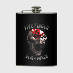 Фляга с принтом Five Finger Death Punch | 5FDP в Кировске, металлический корпус | емкость 0,22 л, размер 125 х 94 мм. Виниловая наклейка запечатывается полностью | 5fdp | america | death | ffdp | finger | five | hard | metal | music | punch | rock | skull | states | united | usa | америка | метал | музыка | рок | сша | хард | череп