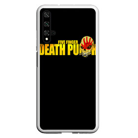 Чехол для Honor 20 с принтом FFDP | Five Finger Death Punch в Кировске, Силикон | Область печати: задняя сторона чехла, без боковых панелей | Тематика изображения на принте: 5fdp | america | death | ffdp | finger | five | hard | metal | music | punch | rock | skull | states | united | usa | америка | метал | музыка | рок | сша | хард | череп