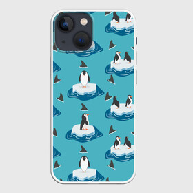 Чехол для iPhone 13 mini с принтом Пингвины в Кировске,  |  | море | морские | океан | пингвин | пингвинчик | пингвины | плавники акул