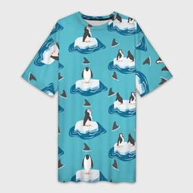 Платье-футболка 3D с принтом Пингвины в Кировске,  |  | Тематика изображения на принте: море | морские | океан | пингвин | пингвинчик | пингвины | плавники акул