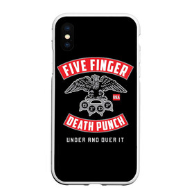 Чехол для iPhone XS Max матовый с принтом Five Finger Death Punch (5FDP) в Кировске, Силикон | Область печати: задняя сторона чехла, без боковых панелей | Тематика изображения на принте: 5fdp | america | death | ffdp | finger | five | hard | metal | music | punch | rock | skull | states | united | usa | америка | метал | музыка | рок | сша | хард | череп