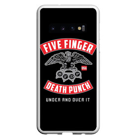 Чехол для Samsung Galaxy S10 с принтом Five Finger Death Punch (5FDP) в Кировске, Силикон | Область печати: задняя сторона чехла, без боковых панелей | 5fdp | america | death | ffdp | finger | five | hard | metal | music | punch | rock | skull | states | united | usa | америка | метал | музыка | рок | сша | хард | череп