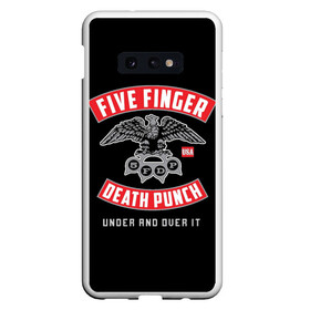 Чехол для Samsung S10E с принтом Five Finger Death Punch (5FDP) в Кировске, Силикон | Область печати: задняя сторона чехла, без боковых панелей | 5fdp | america | death | ffdp | finger | five | hard | metal | music | punch | rock | skull | states | united | usa | америка | метал | музыка | рок | сша | хард | череп