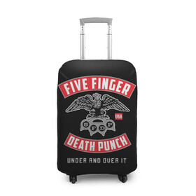 Чехол для чемодана 3D с принтом Five Finger Death Punch (5FDP) в Кировске, 86% полиэфир, 14% спандекс | двустороннее нанесение принта, прорези для ручек и колес | 5fdp | america | death | ffdp | finger | five | hard | metal | music | punch | rock | skull | states | united | usa | америка | метал | музыка | рок | сша | хард | череп