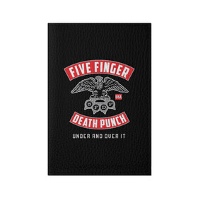 Обложка для паспорта матовая кожа с принтом Five Finger Death Punch (5FDP) в Кировске, натуральная матовая кожа | размер 19,3 х 13,7 см; прозрачные пластиковые крепления | Тематика изображения на принте: 5fdp | america | death | ffdp | finger | five | hard | metal | music | punch | rock | skull | states | united | usa | америка | метал | музыка | рок | сша | хард | череп