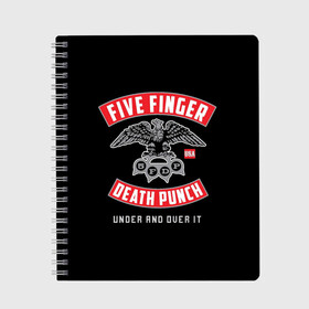 Тетрадь с принтом Five Finger Death Punch (5FDP) в Кировске, 100% бумага | 48 листов, плотность листов — 60 г/м2, плотность картонной обложки — 250 г/м2. Листы скреплены сбоку удобной пружинной спиралью. Уголки страниц и обложки скругленные. Цвет линий — светло-серый
 | 5fdp | america | death | ffdp | finger | five | hard | metal | music | punch | rock | skull | states | united | usa | америка | метал | музыка | рок | сша | хард | череп