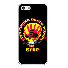 Чехол для iPhone 5/5S матовый с принтом Five Finger Death Punch (FFDP) в Кировске, Силикон | Область печати: задняя сторона чехла, без боковых панелей | Тематика изображения на принте: 5fdp | america | death | ffdp | finger | five | hard | metal | music | punch | rock | skull | states | united | usa | америка | метал | музыка | рок | сша | хард | череп