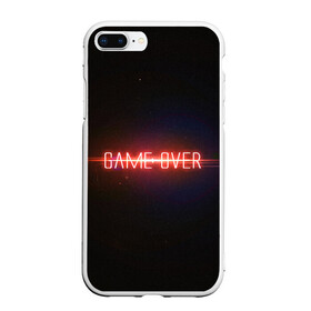 Чехол для iPhone 7Plus/8 Plus матовый с принтом Game Over в Кировске, Силикон | Область печати: задняя сторона чехла, без боковых панелей | game | game over | games | neon | orers | over | press | press start | starts | игра | игра окончена | конец | надписи | надпись | нажмите старт | неон | окончено | старт