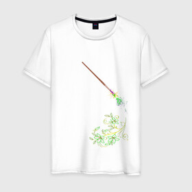 Мужская футболка хлопок с принтом Рисунок кистью в Кировске, 100% хлопок | прямой крой, круглый вырез горловины, длина до линии бедер, слегка спущенное плечо. | brush | flowers | брызги краски | кисть | цветы