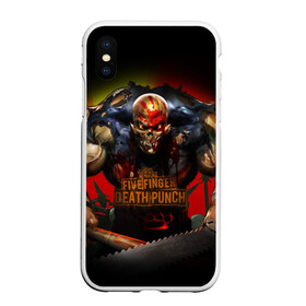 Чехол для iPhone XS Max матовый с принтом Five Finger Death Punch Skull в Кировске, Силикон | Область печати: задняя сторона чехла, без боковых панелей | album cover | art | butcher | dark art | ffdp | ffdp мерч | five finger death punch merch | five finger death punch мерч | got your six | heavy metal | skull | арт | иллюстрация | мясник | обложка альбома