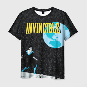 Мужская футболка 3D с принтом Invincible в Кировске, 100% полиэфир | прямой крой, круглый вырез горловины, длина до линии бедер | allen | invincible | omni man | omniman | superhero | алиен | аллен | инвинсибл | неуязвимый | омнимэн | супергерои
